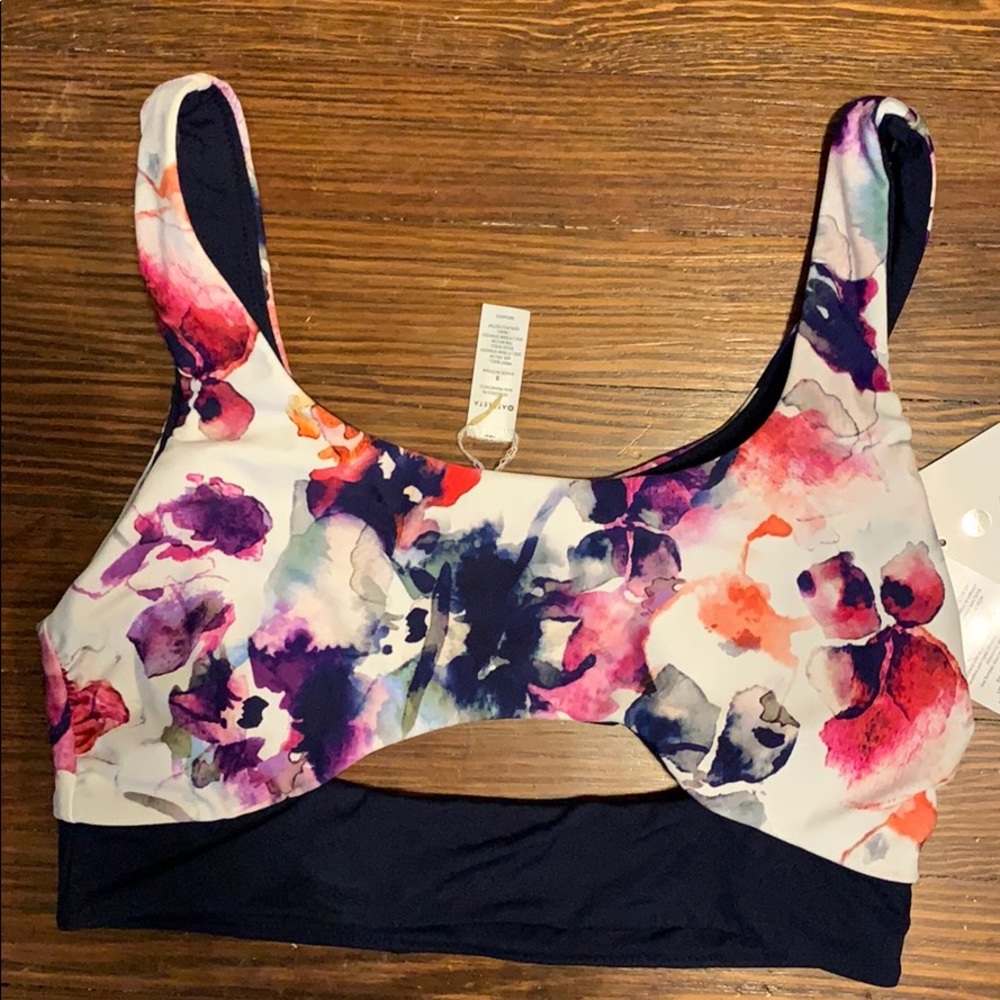 Athleta watercolor reversible bikini top